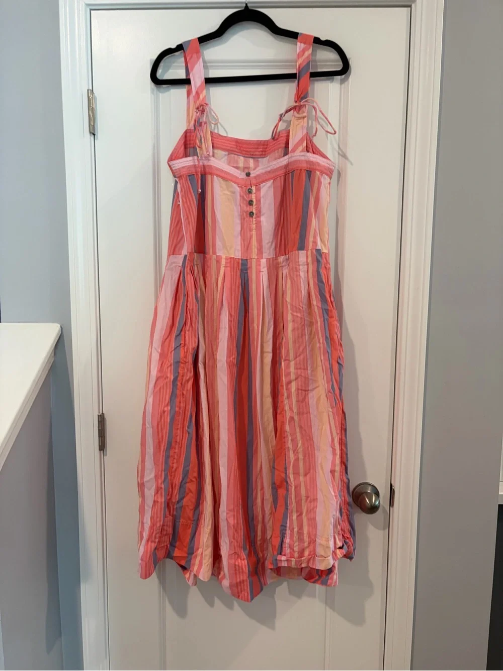 Free People Pink & Blue Striped Midi Sundress